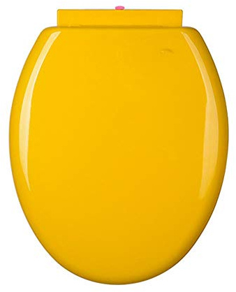 KANNORE Toilettensitz, WC-Sitze mit Absenkautomatik, mit Schnellverschluss, verstellbaren Scharnieren, Toilettendeckel mit Befestigung Oben/unten, antibakterielles PP-Material, Gelb-O-Typ