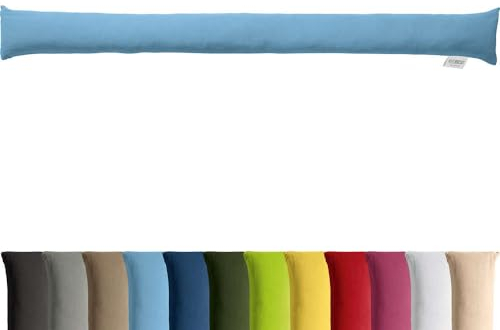 REDBEST Zugluftstopper - Türstopper - Windstopper - Luftzugstopper - Windschutz - für Fenster und Türen Serie Seattle - Premium-Qualität - mit Beschwerung - hellblau Größe 90x10 cm