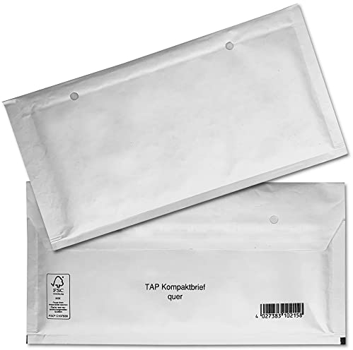 50 Kompaktbrief Luftpolster Versandtaschen Umschläge quer (Din Lang, ca. 235 x 125 mm) selbstklebend