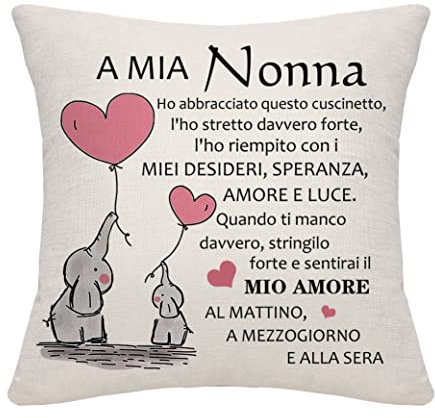 Bommex Nonna Regalo da Grandfiglia Grandson Cuscino Copertura per Compleanno di Festa della Mamma Natale (A mia nonna)