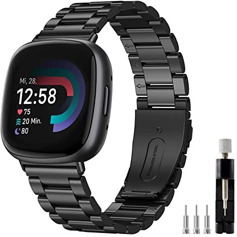 YASPARK Kompatibel mit Fitbit Versa 4/Fitbit Versa 3/Fitbit Sense 2, Edelstahl Metal Armband für Fitbit Versa 4, Fitbit Versa 3, Fitbit Sense 2, Fitbit Sense