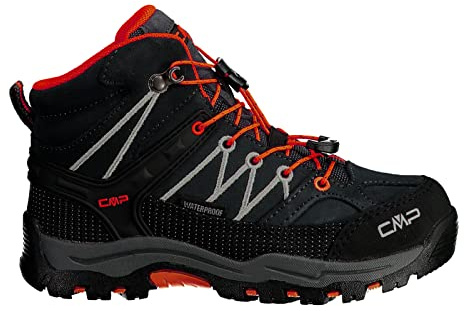 CMP Kinder Wanderschuh Trekkingschuh Rigel Mid Trekking Shoe WP, Farbe:Schwarz, Artikel:-47UG Antracite/Flash orange, Schuhgröße:37 EU