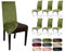 BEAUTEX 6er Set LEA Stuhlhusse, elastische Uni Stretch-Husse aus Samt Mikrofaser Farbe wählbar (Olivgrün)