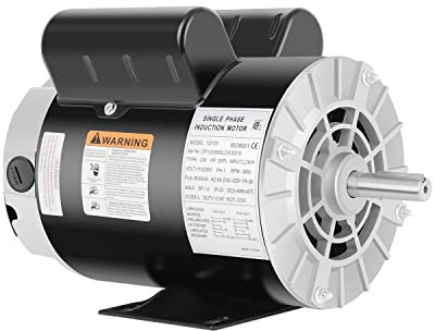 Air Compressor Motor, 3HP SPL Electric Motor, 3450 RPM, 115/230V Single Phase Motor, 56 Frame 5/8 Keyed Shaft 60 HZ