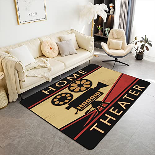 Home Film Theater Decor Teppich, Kino Poster Indoor Outdoor Teppich für Balkon Terrasse Cartoon Vidicon Kino Wohnzimmer Teppiche Anti-Rutsch Old Fashion Home Decor Wohnzimmerteppich 150x200cm