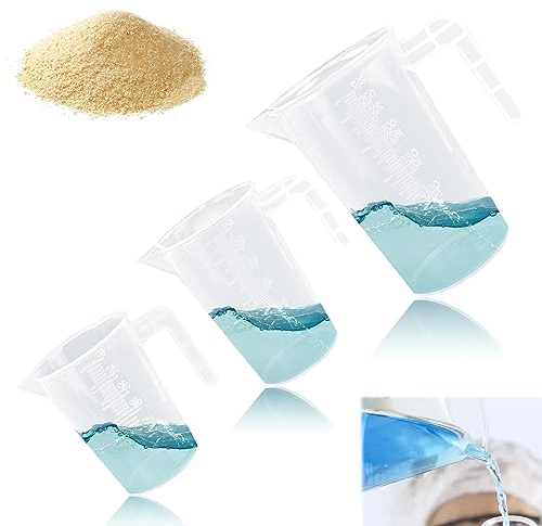 OKUYAN 3 PCS Small Measuring Cup Measuring Jug Set of 50ml/100ml/250ml Measuring Beakers Clear Liquid Graduated Beaker Mixing Plastic Measuring Jugs for Baking Lab Kitchen Cooking Measuring Cups