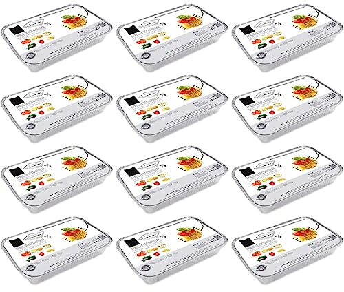 Tradineur - Pack de 12 Bandejas de aluminio - Apto para todo de alimentos - Resistente e higiénico - 3 Unidades por pack - 20,4 x 11,4 x 5,5 cm - 36 Unidades Totales