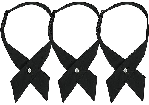 SUNTRADE Verstellbare Krawatte für Damen und Mädchen, Schuluniform, Kreuz-Krawatte für Mädchen, 3 Stück (Schwarz X3)