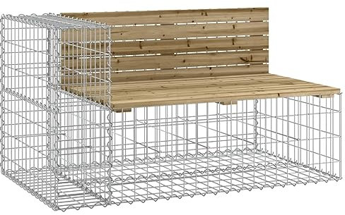 vidaXL Banc de Jardin Design Gabion 122x71x65,5cm Bois de pin imprégné, siège de Jardin, Banc de Parc, Banc de Pique-Nique de Jardin, Banc extérieur