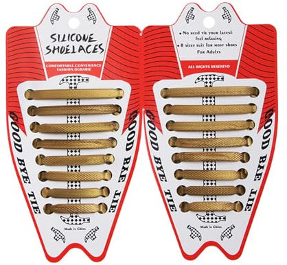 Crystal Dew No Tie Shoe Laces for Adults and Kids Elastic Shoelaces for Sneakers Stretchy Rubber Silicone Tieless Laces, Golden
