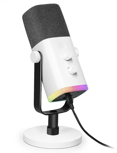 FIFINE XLR Streaming Micrófono para Podcast Studio, USB Dinámico Microphone Gaming PC con botón de silencio para PS4/5 Mac Mixer Tarjetas de Sonido