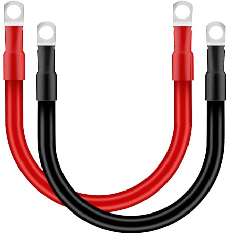 QIMEI-SHOP Cavi Batteria Auto 25mm² 30cm Cavi Inverter Batteria 3AWG 12V Cavo Batteria con Capicorda ad Occhielli M10 per Camion Moto Marina Solare Rosso e Nero 2 Pezzi