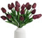 IPOPU Burgunderrote Tulpen, 20 Stück, burgunderrote Blumen, künstliche Tulpen, burgunderrote Seidenblumen, Kunstblumen für Heimdekoration, Hochzeitsstrauß, Party, Babyparty, Burgunderrot