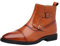 Jamron Uomo Elegante Stivaletti a Punta Stivali con Fibbia Cerniera Pelle Sintetica Stivali da Sera Marrone SN0711146 EU41