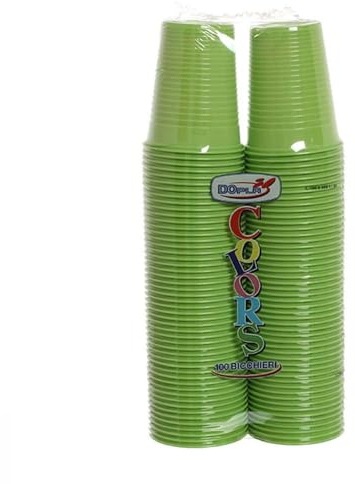 TEKHOME 100/200/500/1000 PEZZI BICCHIERI COLORATI COLORS DOPLA da bibita ideali per compleanni, feste, party, aperitivi (VERDE, 200)