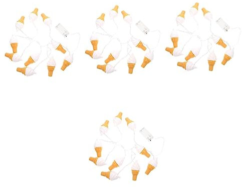 Garneck 4 Sätze Eiscreme-Lichterketten Hochzeitsdeko Licht Hochzeitsdekorationen Warmweiß urlaub dekorative lampe Pommes Dekorative Lichter Lebensmittel Laternenpfahl Seil Licht Plastik