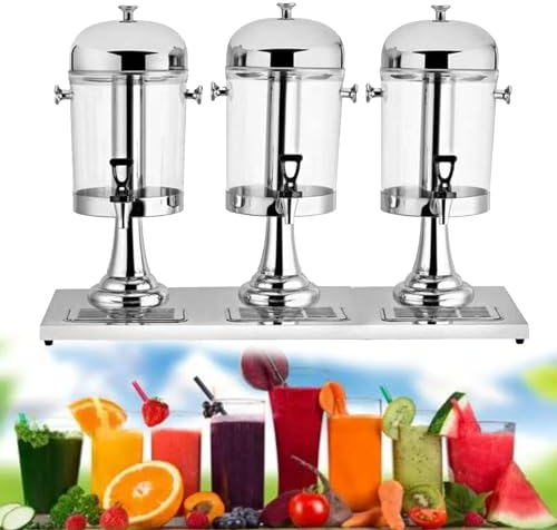 Distributore di bevande da 24 litri, in acciaio inox, con nucleo centrale di ghiaccio e vassoi per gocciolare, dispenser per succo, dispenser per cocktail self-service, erogatore di acqua, torre per