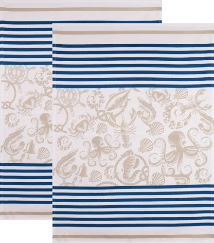 Stuco Geschirrtuch Nautilus 2er-Pack Baumwolle blau Größe 50x70 cm