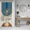 ASDCXZ Rideau de douche, style bohème, 120 x 200 cm, moderne, art abstrait, noir, doré, feuilles, soleil, beige, lavable, étroit, en polyester, imperméable, pour baignoire, avec 8 crochets, pour