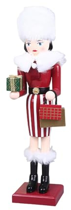 LOVIVER 38cm Wooden Nutcracker Ornaments Xmas Desktop Decoration Traditional Doll Nutcracker Crafts for New Year Festival Props Table, Gifts