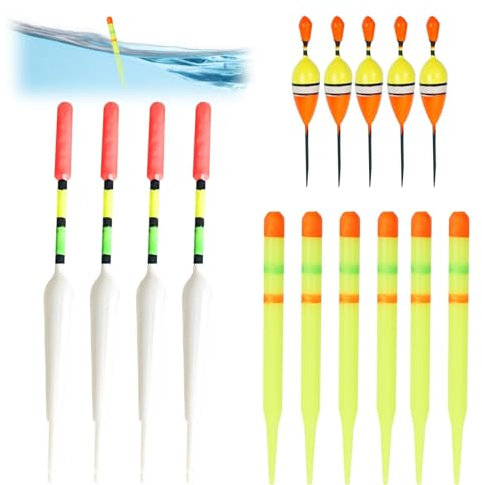 Gments 15 PCS Fishing Float Tackle Set Fishing Bobbers Laded Coarse Hooks Floats Wagglers Split Shot Fishing in Stillwater and Running Waters Mixed Vertical and Oval Float Supplies Accessory Set