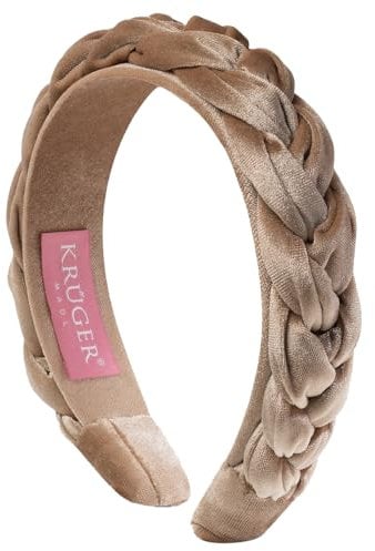 Krüger Dirndl Trachtenhaarreif | Samt-Haarreif geflochten | Damen (DE/NL/SE/PL, Alphanumerisch, Einheitsgröße, beige)
