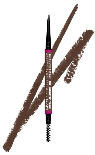 NYX Professional Makeup Augenbrauenstift, Mit zweiseitiger Spitze zum Definieren der Augenbrauen, Bis zu 16h wischfest und farbecht, Vegane Formel, Blade & Shade Nano, Farbton: Brunette