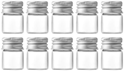 Queenbox 10 Stück 5 ml Gläser mit Aluminium-Schraubdeckel, kleine Leere Gläser, versiegelte Vorratsflaschen, Mini-Gläser