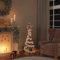 IKAYAA LED Weihnachtsbaum Metall mit Kugeln Rosa Kegelform Weihnachtsbaum Metall Warmweiß 80 LEDs Tannenbaum Lichterbaum Weihnachtsdeko Innen Weihnachtsbaum120 cm