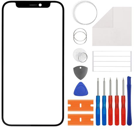 Vvsialeek Compatibilité iPhone 12 Mini - Écran avant en verre - Plaque extérieure de rechange (pas d'écran LCD et numériseur tactile) avec kit d'outils