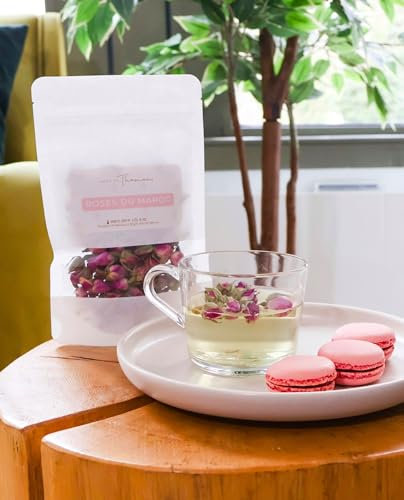 Infusion de Roses du Maroc - Boutons de Roses Séchés - 30g - Sachet Élégant - Éthique et Polyvalent pour Thé, Infusions et Recettes Culinaires - Home of Thamani