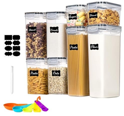 stusgo 8 Pack Airtight Food Storage Containers Set - Cereal Storage Containers for Kitchen Storage & Organisation with Lids & BPA Free Pantry Organiser