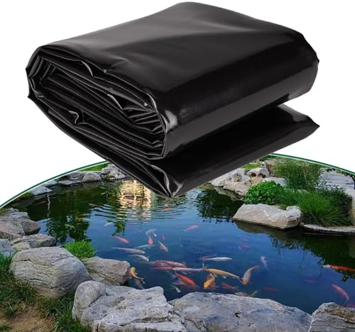 Dtyubfg Schwarze Teichfolie, 4 x 6 m, 5 x 8 m, 6 x 10 m, UV-beständig und leicht zu schneiden, ideal für Außenteiche, Wasserfälle, Fische, Koiteiche und Wassergärten, Schwarz