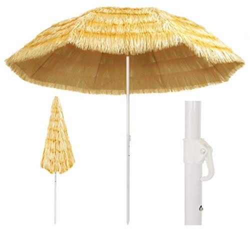 LAPOOH Strandschirm, Sonnwnschirm, Sonnenschirm, Parasol, Ampelschirm, Natur 300 cm Hawaii Style