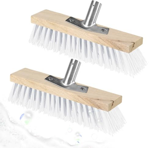 BORDEAG Straßenbesen Gartenbesen, 2 Stück Industriebesen Hallenbesen 30cm, Holz Kehrbesen, Großraumbesen zum Fegen von Straßen Fußwegen