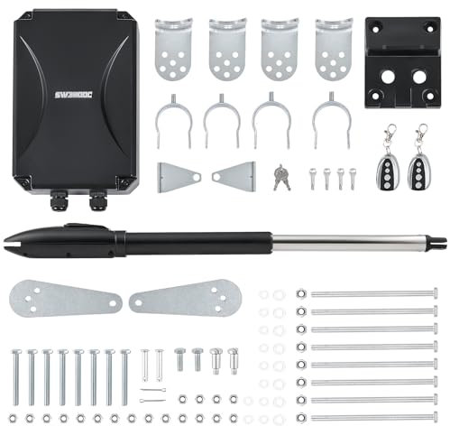 CO-Z Motor para Puerta Batiente, Capacidad de 300KG, Kit Completo Motor Puerta Batiente con 2 Mandos a Distancia y Llave de Liberación, Motor de Puerta Abatible Automático