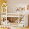 Miyemo Bunk Bed for Kids, 3ft Bunk Bed with Storage, Children's Cabin Single Bed with Window, Solid Pine Wood, 90 * 190cm, White, (No Mattress)