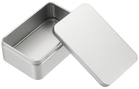 PATIKIL Rechteckige Metallbox 3.9x2.5x1.3 Metall Aufbewahrungsdose Tragbare Aufbewahrungsbox Mit Deckel Für Tee Süßigkeiten Geschenke Deko Kerzen Schmuck Und Bastelbedarf Silber