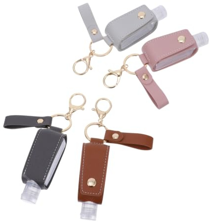 GANAZONO 4 Stück Schutzhüllen für Reiseflaschen 30ml aus Kunststoff und Pu Leichter Schlüsselanhänger Handschutz für Reisen und Indoor Tragbare Flaschendeckel Etuis Zufällige Farbe