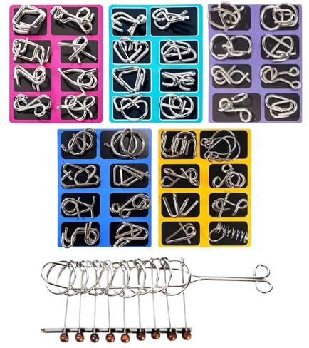 Lieawy Metall Draht Puzzle Set - Intelligente Gehirnrätsel Lernspielzeuge | Geschicklichkeitsspiel zum Trennen und Verbinden - Für Kinder Jugendliche Erwachsene Zuhause Schule Reise Partys