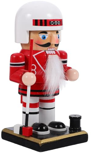 DECORNIJIA Traditioneller Nussknacker 15cm mit Eishockey Motiv Weihnachtsdeko für Tisch und Party Geschenk für Eishockey Fans
