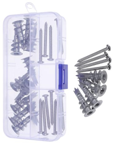 BESTOYARD 30 Set Set di Tasselli Resistente senza Adesivo in Lega di Zinco Viti Autofilettanti M4.2x35 con Tasselli in Nylon per Cartongesso e Mattoni per Progetti Domestici