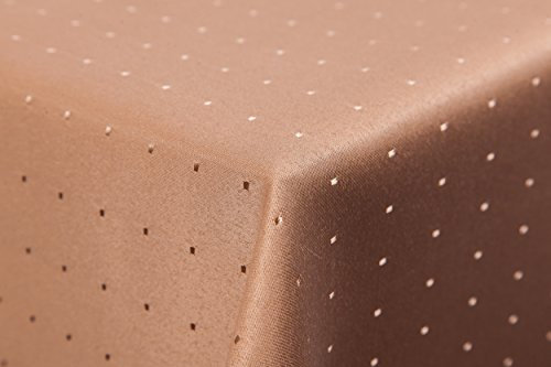 Punkte Damast Tischdecke eckig 135x200 von First-Tex *Hellbraun*