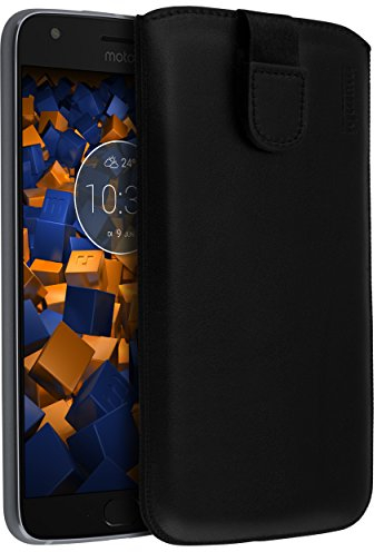 mumbi Echt Ledertasche kompatibel mit Motorola Moto X4 Hülle Leder Tasche Case Wallet, schwarz