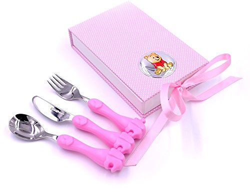 VALENTI & CO. D280-Ra Disney Baby Prima Infanzia, Set Pappa con Posate in Metallo in Un Pratica Confezione Tascabile da Viaggio e Finiture in Argento di Winnie the Pooh, Silver, One Size