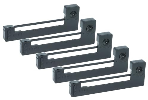 vhbw 5x Farbband Schriftband kompatibel mit Epson ERC 05 | HX 160, HX 150, HX 161, HX 160 Serie, M 150 Nadeldrucker, Bondrucker - Schwarz