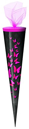 Schultüte / Zuckertüte / 70cm / rund / Schmetterlinge