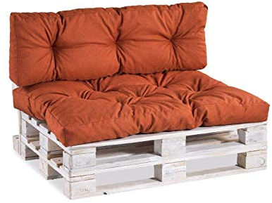 Gutekissen® Palettenkissen, Gartensofakissen, Gesteppte Kissen gefüllt mit granuliertem Poulirette-Schaum, viele Farben und Größen PPI (Eckkissen 60x40, gesteppt Orange)
