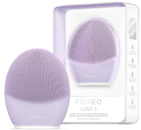 FOREO LUNA 3 Empfindliche Haut - Gesichtsreinigungsbürste - Straffendes Gesichtsmassagegerät - Hygienische Gesichtspflege - Reisefreundliches Gesichtspeeling - Silikonbürste - App-verbunden