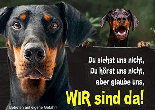 Hundeschild Dobermann Pinscher - stabiles Schild aus 1,5 mm Metallplatte - bis DIN A3 bestallbar, DIN A4